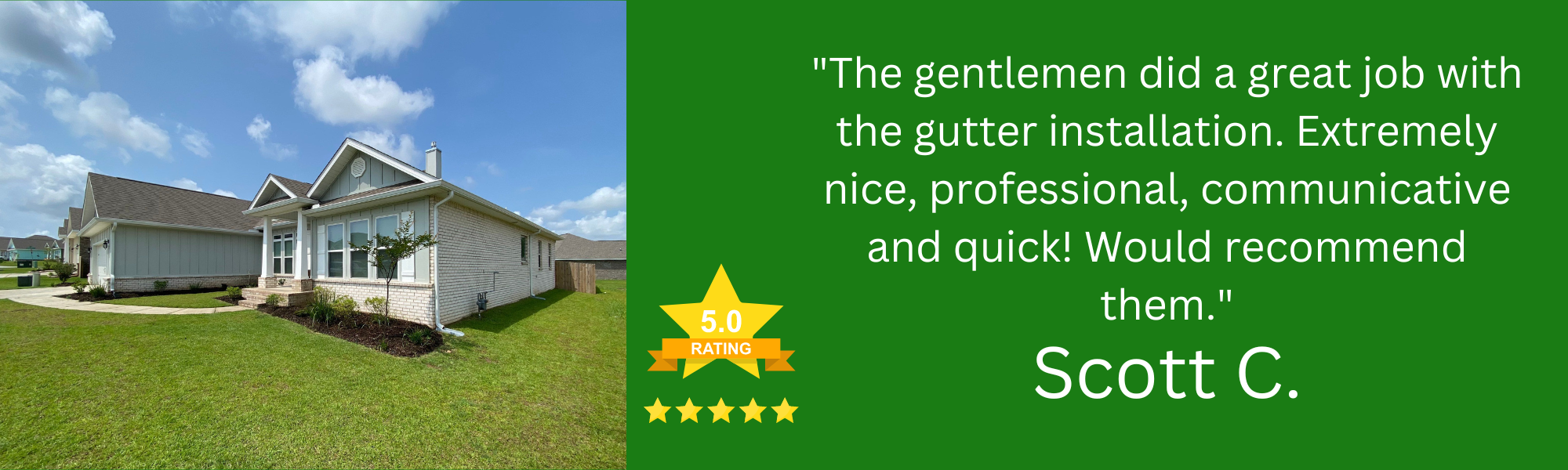 6-inch white seamless gutter by Custom Fit Rain Gutters in Foley, AL