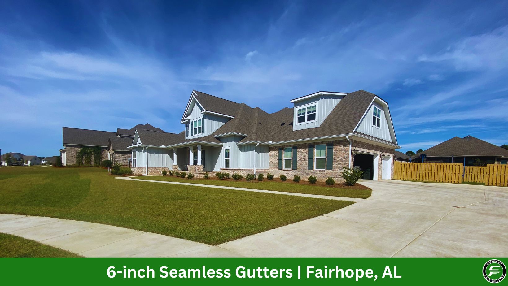 6-inch seamless gutter installation in Fairhope, AL by Custom Fit Rain Gutters