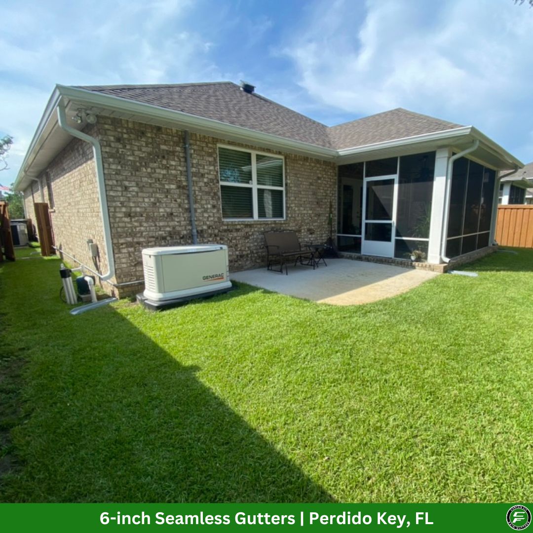 Seamless gutter installation in Perdido Key, FL.