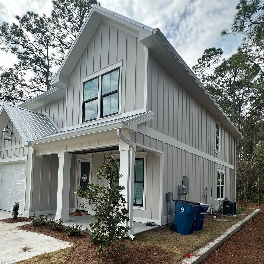 7-inch seamless gutters installed on a home in Orange Beach, AL by Custom Fit Rain Gutters.