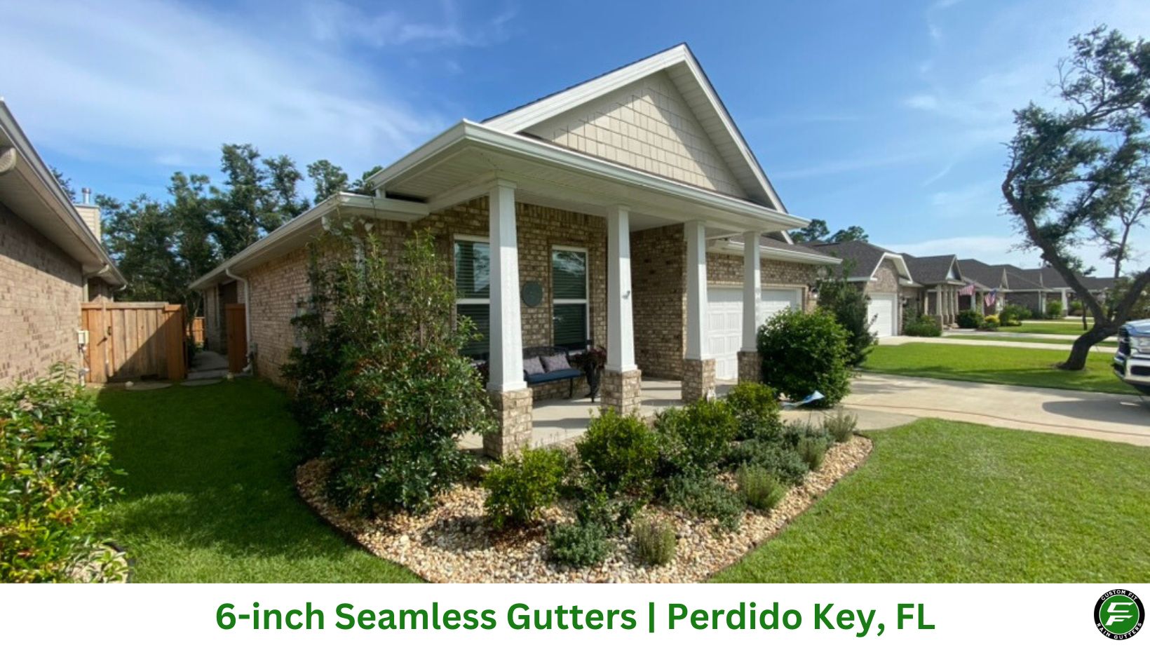 Seamless 6-inch gutters on house in Perdido Key, FL