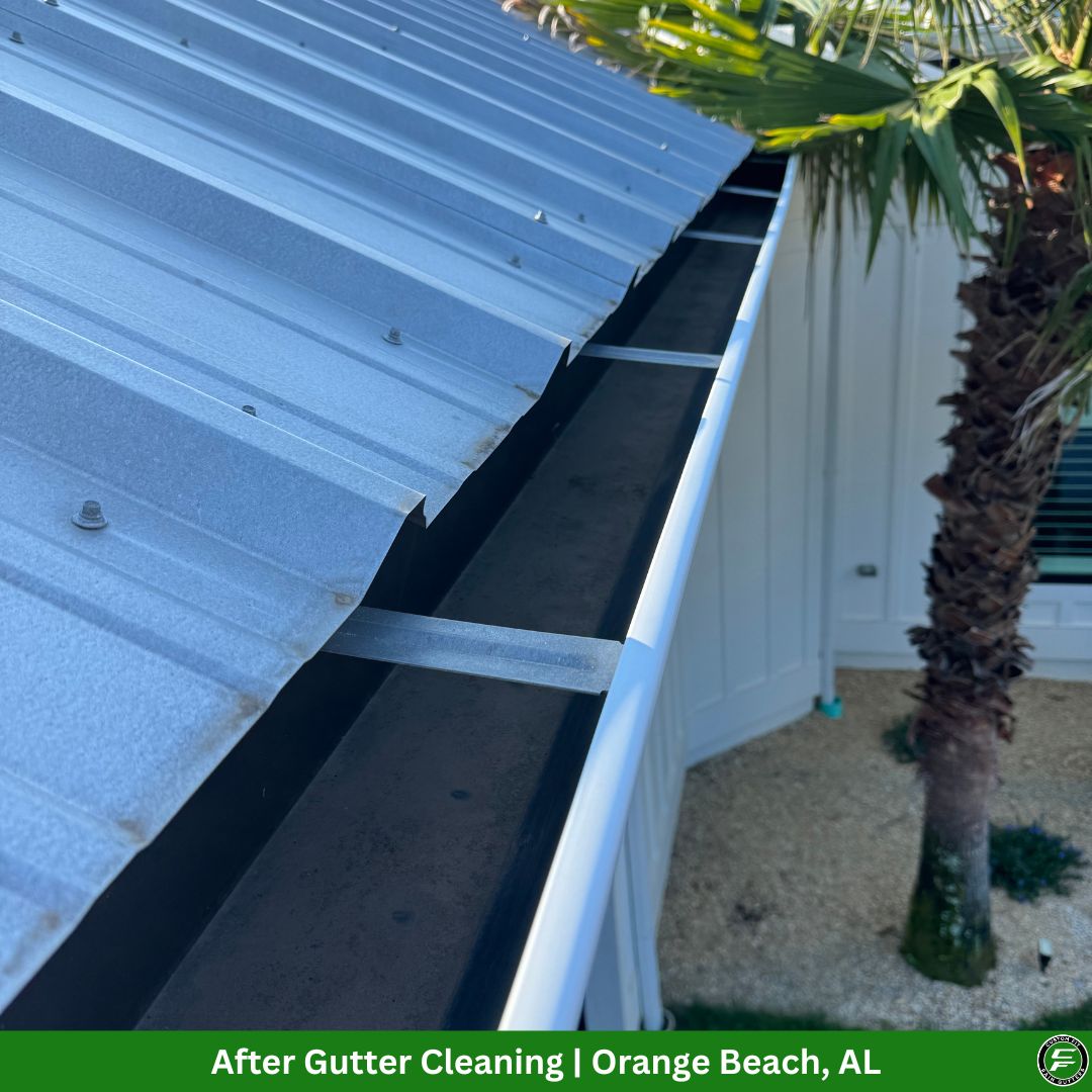 Clean gutters after professional gutter cleaning in Orange Beach AL by Custom Fit Rain Gutters